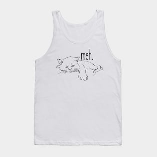 Meh Cat, Bored Kitty, Funny Cat, Cat Drawing Tank Top